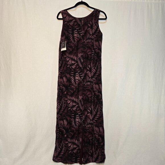 VINTAGE Out of Stock NEW WITH TAG Y2K Red Wine Leaf Print SILK Maxi Dress Size 6 - Picture 3 of 17
